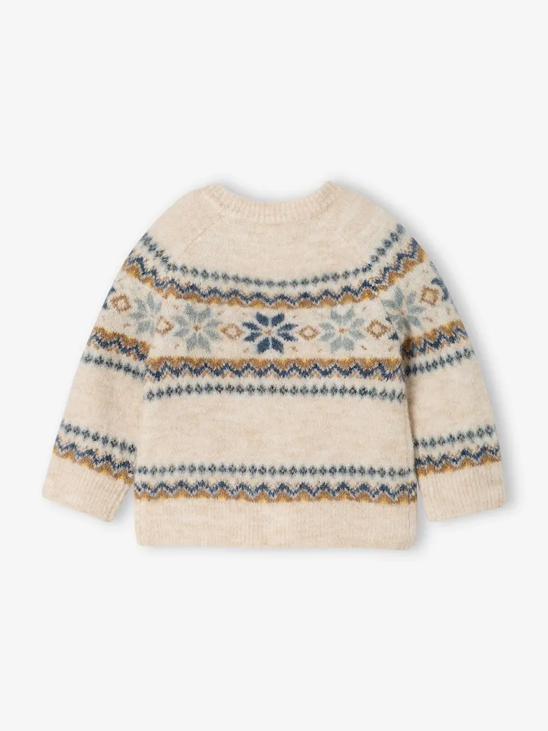 Vertbaudet Baby Pullover mit Jacquardmuster, Beige meliert, – Produktbild 4 von 4