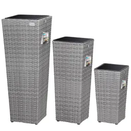 Casaria® Polyrattan Blumentopf 3er-Set Grau – Produktbild 1 von 1