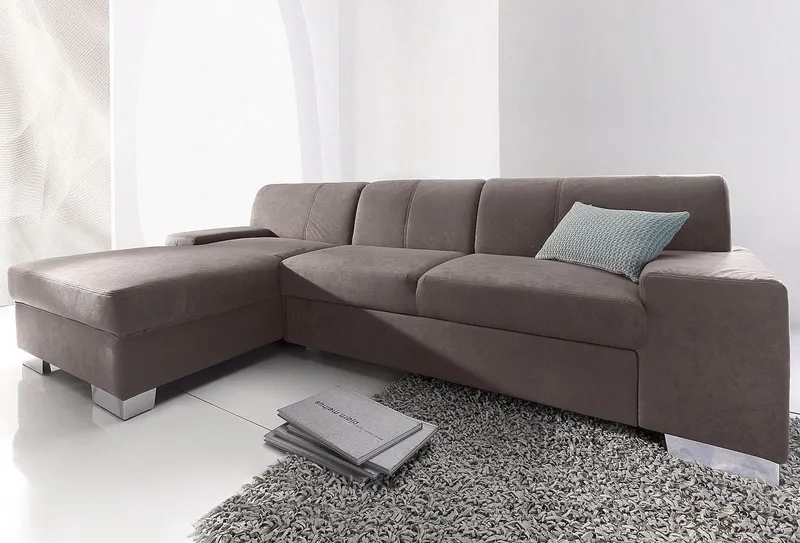 DOMO collection Ecksofa Star, zeitlose Formensprache, elegante Optik, Breite 248cm, L-Form, wahlweise mit Bettfunktion, Grau, – Produktbild 2 von 5