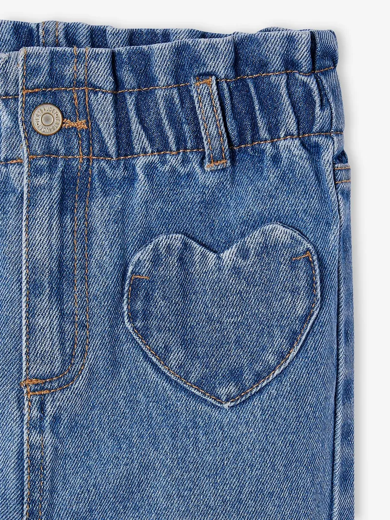 Vertbaudet Mädchen Paperbag-Jeans mit Herz-Taschen mittel, Mittelblau, – Produktbild 3 von 3