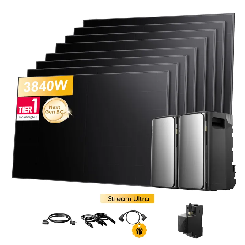 EcoFlow 2x EcoFlow Stream Ultra, All-in-One Speicher für Balkonkraftwerke, mit 8 x 480Wp Sunpro BC Bifazial Full Black Solarmodul, by Powerness - 2x Stream Ultra | 3840Wh / 1 x Smart Meter / Selbstabholung – Produktbild 1 von 1