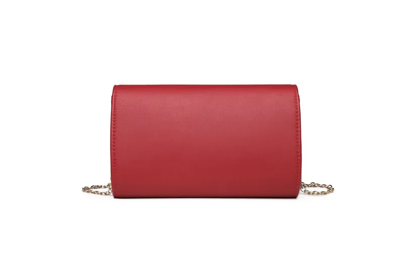 Miss Lulu Abendtasche Damen Clutch – Elegante Mini Abendtasche mit Kette für Party, Hochzeit, Rot, – Produktbild 4 von 5