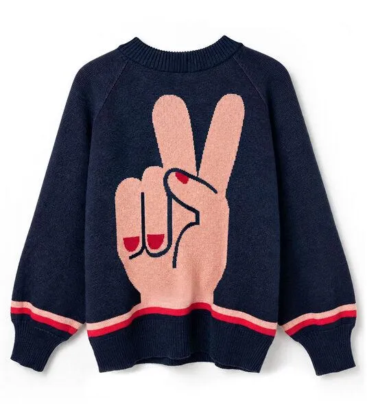 Gary Mash GARY MASH Strickpullover Hilda aus Biobaumwolle, Peace (blau), – Produktbild 3 von 4