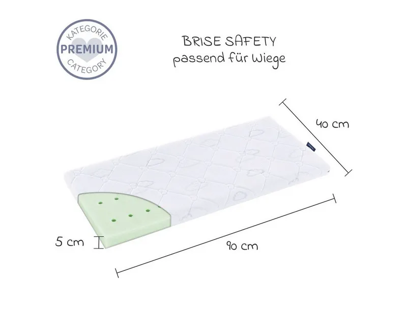 Träumeland Babymatratze Brise Safety 40 x 90 cm, Träumeland, 5 cm hoch, Baby Matratze für Wiege, Babybett & Beistellbett mit TENCEL Bezug, Weiß, – Produktbild 2 von 4
