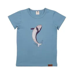 Walkiddy Kinder T-Shirt GOTS zertifiziert, hellblau, Wal- & Schildkröten-Motiv, Bio-Baumwolle, weich – Walkiddy – Produktbild 1 von 1
