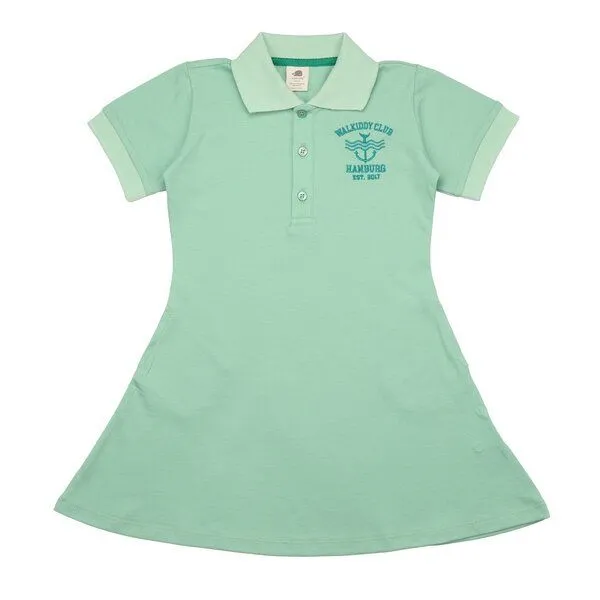 Walkiddy Mädchen Polokleid „Meadow“ hellgrün aus GOTS-zertifizierter Bio-Baumwolle – Walkiddy, Blau, – Produktbild 1 von 3