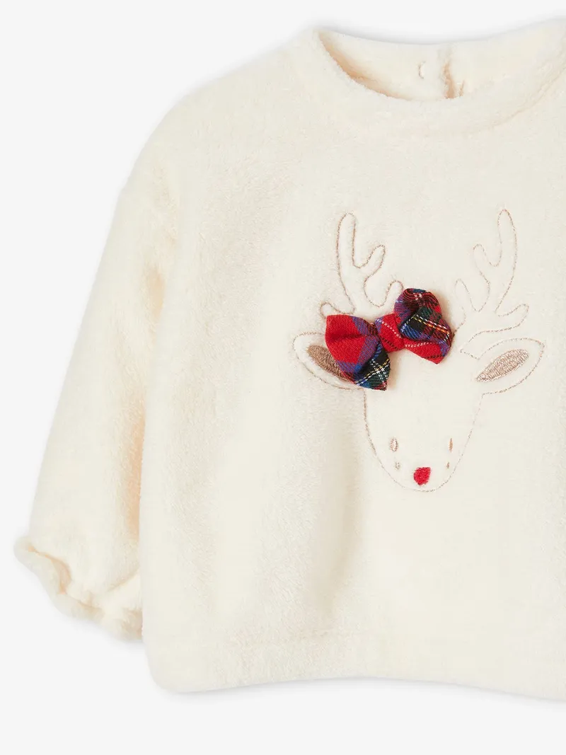 Vertbaudet Baby Plüsch-Sweatshirt, Wollweiß, – Produktbild 3 von 3