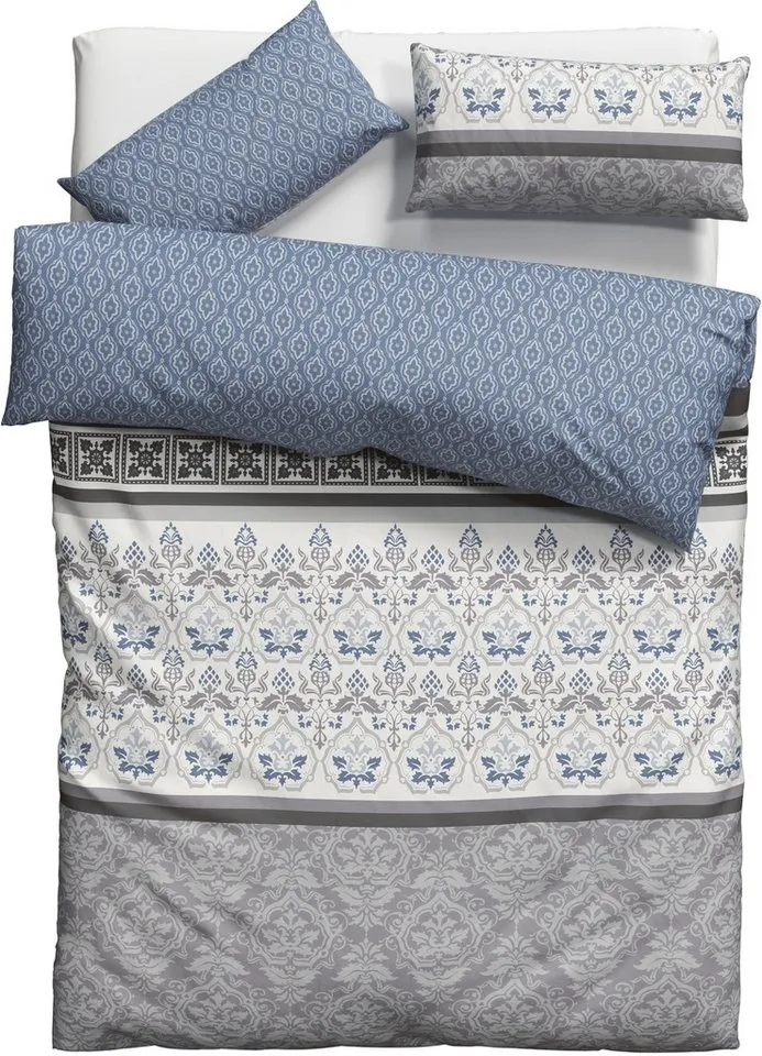 OTTO home Bettwäsche Cremona in Gr. 135x200, 155x220 cm u.a. Bettwäsche-Set mit Ornamenten, Biber, 2 teilig, romantische Bettwäsche in verschiedenen Qualitäten, ab Gr. 135x200 cm, Blau, – Produktbild 5 von 5