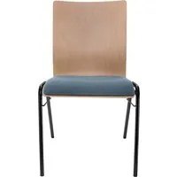 Besucherstuhl "A45" Buche, Gestell schwarz, Steg, Sitzpolster stahlblau – Produktbild 1 von 1