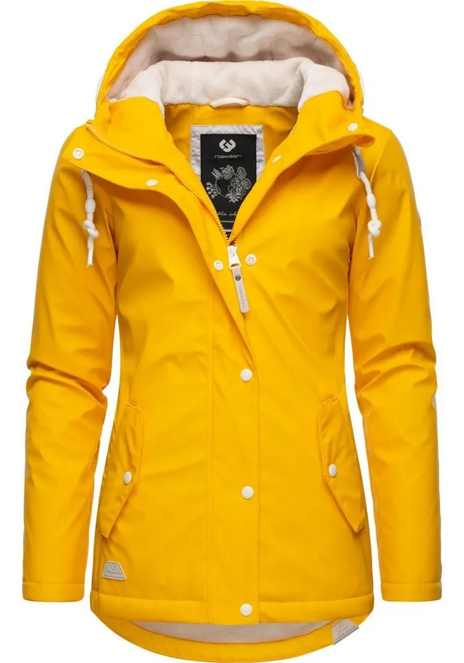 ragwear ragwear Regenjacke Marge warm gefütterter Damen Winter Regenmantel, Gelb, – Produktbild 5 von 5
