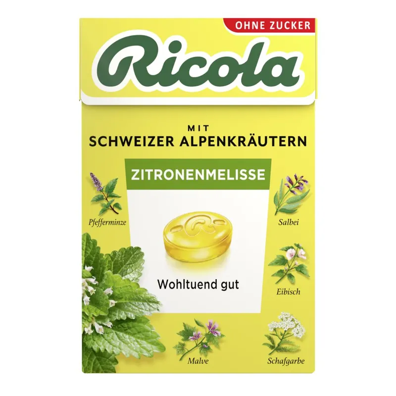 MARVECS GmbH - Marketing-Vertrieb-Consulting-Service MARVECS GmbH - Marketing-Vertrieb-Consulting-Service Ricola Zitronenmelisse Schweizer Kräuterbonbon zuckerfrei 50 g Bonbons – Produktbild 1 von 1