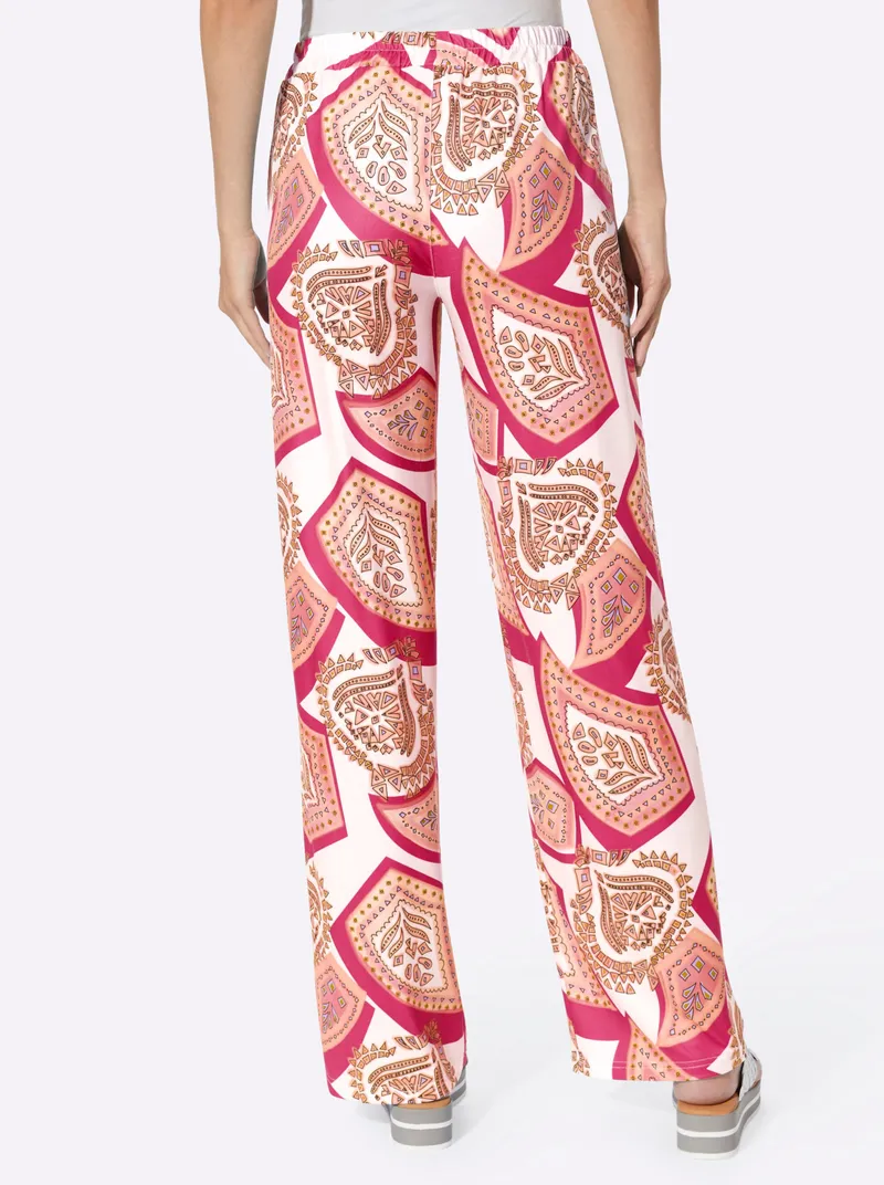 heine Schlupfhose pink-ecru-bedruckt, Pink-ecru-bedruckt, – Produktbild 2 von 3
