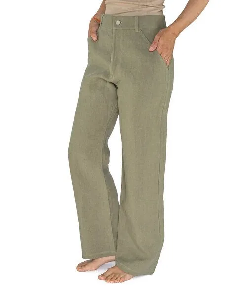 SCHAZAD Leinenhose APPROVAL STONEWASHED von SCHAZAD, Khaki, – Produktbild 1 von 3