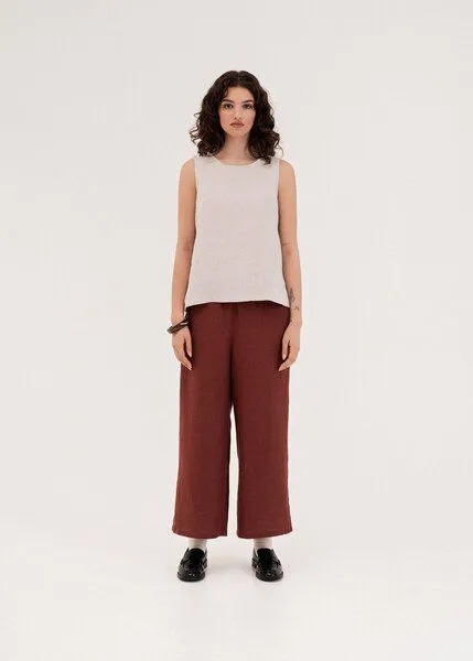 AmourLinen AmourLinen Leinenhose Tokyo, Terracotta (rot), – Produktbild 1 von 3