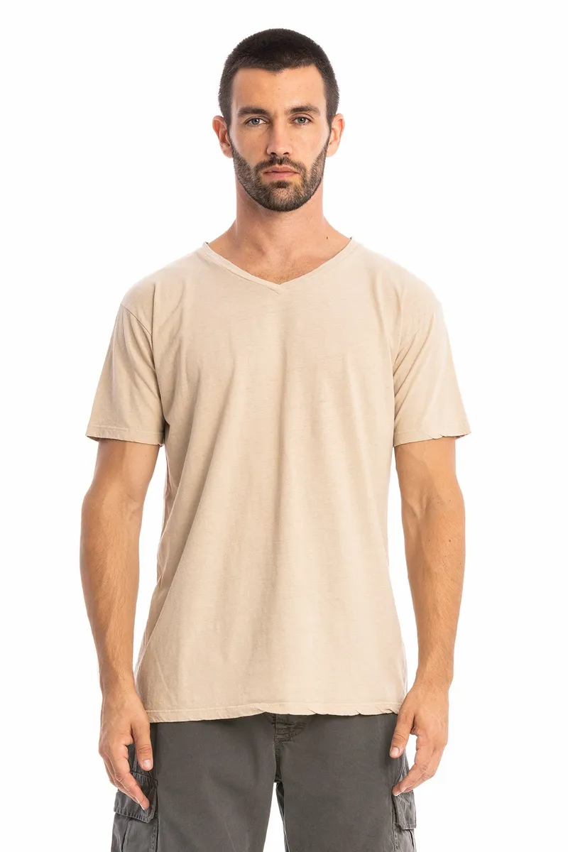 RAVENS VIEW IBIZA RAVENS VIEW IBIZA Herren vegan T-Shirt Azure V-Ausschnitt Wüstensand, Beige, – Produktbild 1 von 1