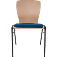 Besucherstuhl "A29" Buche, Gestell schwarz, Steg, Sitzpolster blau – Produktbild 1 von 1