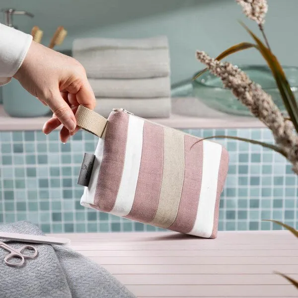 nahtur-design nahtur-design Kosmetiktasche aus 100% Leinen | Kleine Leinentasche, No_6 (rosa), – Produktbild 1 von 4