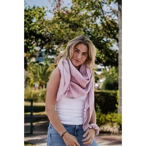 Hutch&Putch Hutch&Putch Musselin Halstuch - Schal - Tuch für Erwachsene (Damen und Herren) einfarbig aus 100% Bio-Baumwolle, Mauve, – Produktbild 4 von 4