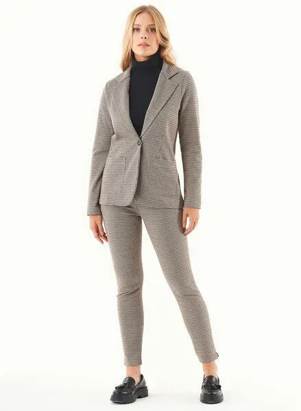 ORGANICATION ORGANICATION Blazer aus Bio-Baumwolle-Mix mit Hahnentrittmuster, Natur(multi colour), – Produktbild 1 von 4