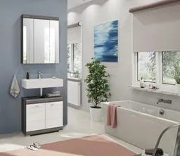 welltime Badmöbel-Set SIENA, 2 tlg., bestehend aus: Waschbeckenunterschrank, Spiegelschrank, (Set, 2-St., TOPSELLER), in verschiedenen Farben erhältlich, Badmöbel, Kombination, Badezimmer – Produktbild 1 von 1
