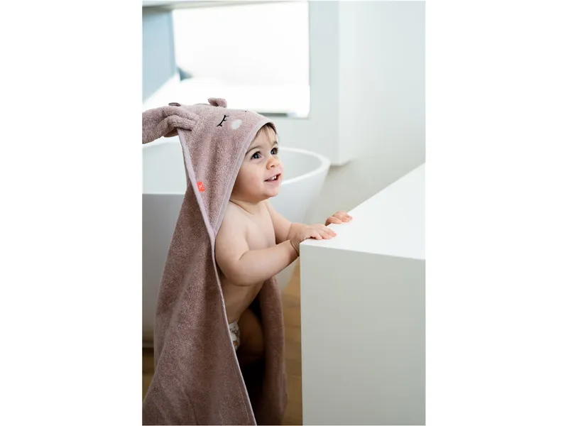 Kikadu Kikadu Baby Kapuzenhandtuch Bio-Baumwolle Hase Maße 80 x 80 cm, Rosa, – Produktbild 2 von 2