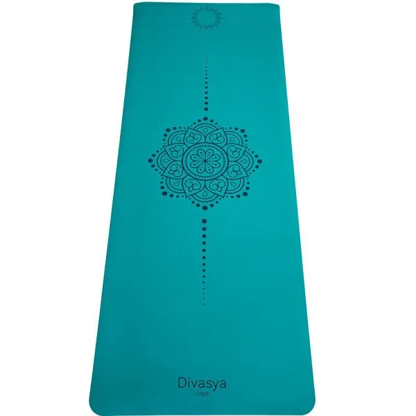 Divasya Divasya Yogamatte Naturkautschuk | rutschfester japanischer Grip | 6 Farben | Gurt & Hülle, Happy petrol, – Produktbild 1 von 4
