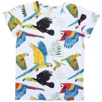 Walkiddy Baby T-Shirt GOTS zertifiziert Bio-Baumwolle, Blau, Regenwald-Vögel Muster, Walkiddy – Produktbild 1 von 1