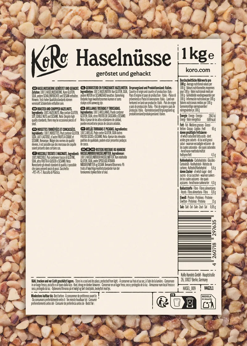 KoRo Geröstete und gehackte Haselnüsse | 1 kg – Produktbild 5 von 5
