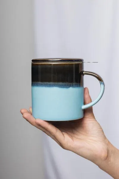Tranquillo Tranquillo Tasse mit Teesieb INDUSTRIAL 410 ml, Blau, – Produktbild 5 von 6