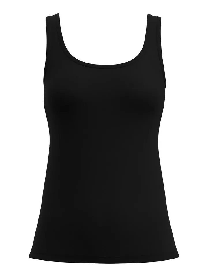 CALIDA CALIDA Shirttop Essential Cotton Baumwoll-Mix, Single Jersey, elastisch, Rundhalsausschnitt, Schwarz, – Produktbild 2 von 5