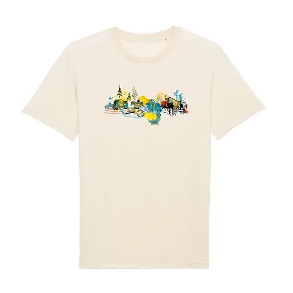 Spangeltangel Spangeltangel bedrucktes T-Shirt, Chemnitz, nachhaltig, Stadt, Herren, Damen, Unisex, Biobaumwolle, Petrol, – Produktbild 2 von 3