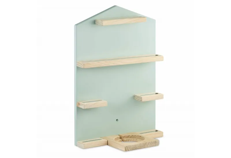 Hama Hama Wandregal Holz-Regal Haus Wand-Regal Hänge-Regal Mint, passend für Tonie Box Tiger Box Tonies Figuren Ladestation, Grün, – Produktbild 2 von 5