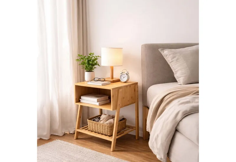 RELAXDAYS RELAXDAYS Nachttisch Bambus (1-St), Braun, – Produktbild 2 von 5