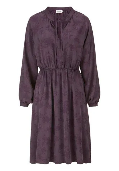 hessnatur hessnatur Kleid gerafft knielang aus TENCEL Lyocell- und LENZING ECOVERO Viskose, Dunkle traube, – Produktbild 3 von 4