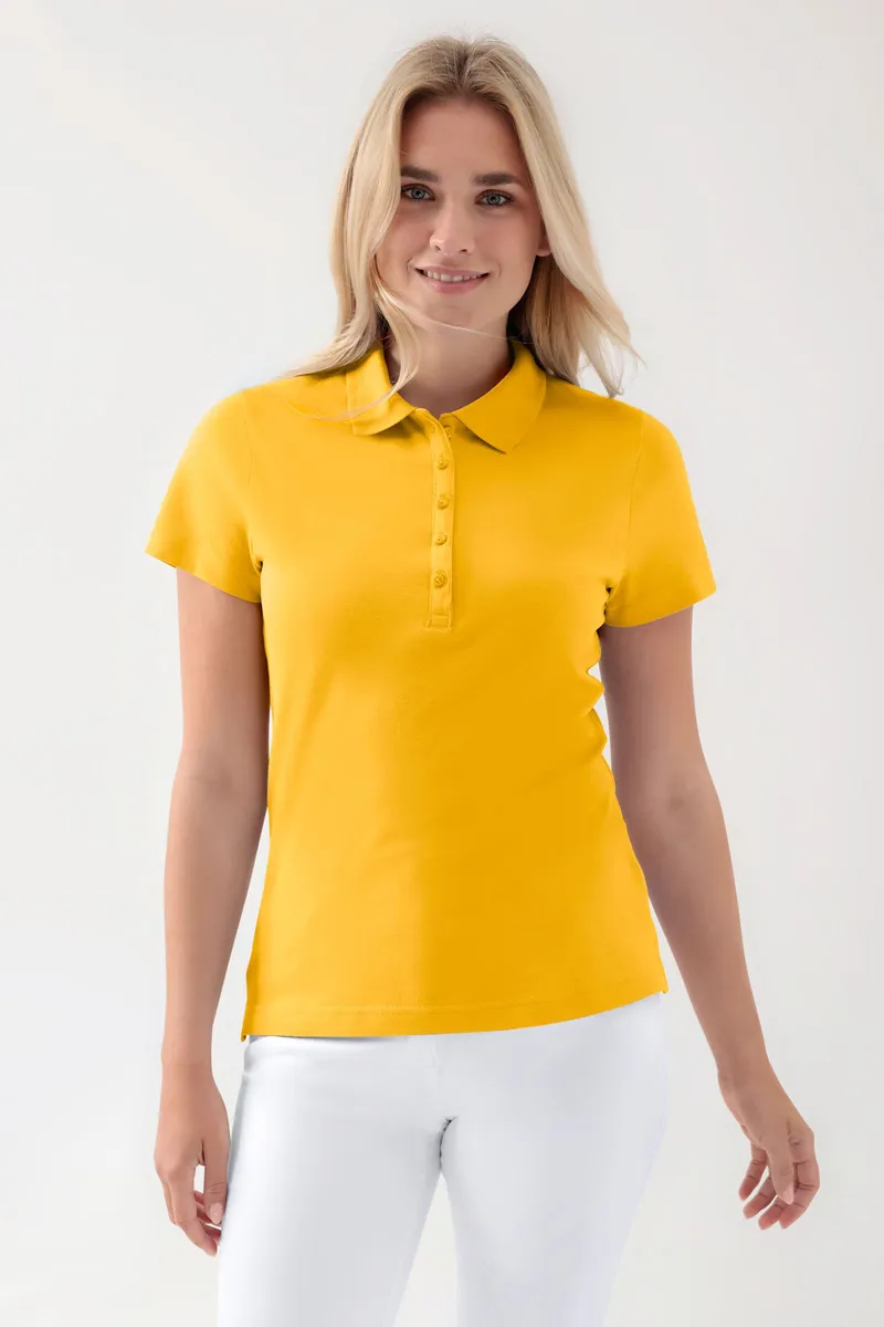 BERUFSBEKLEIDUNG Stretch Shirt Damen - Polokragen, sonnengelb - Berufsbekleidung.de, Sonnengelb, – Produktbild 1 von 1