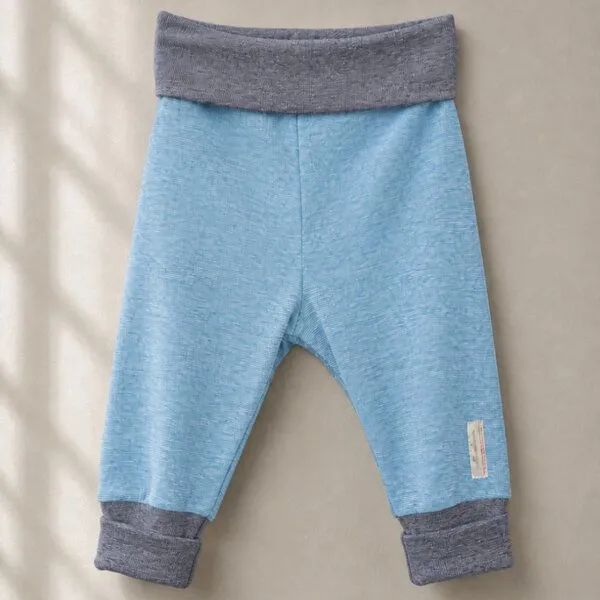 comazo|earth comazo|earth Baby Hose lang aus Wolle-Seide Mix | GOTS zertifiziert, Hellblau-melange, – Produktbild 2 von 4