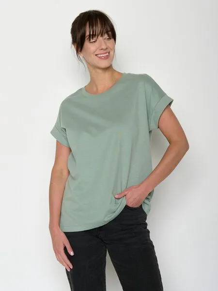GreenBomb GREENBOMB Basic Loony - Sportliches T-Shirt aus Bio-Baumwolle mit Rollup Sleeve / GOTS / Fair & Vegan, Grün (blassgrün), – Produktbild 1 von 4