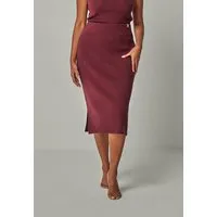 YOU LOOK PERFECT YOU LOOK PERFECT 100% Merino gerippter Strickrock "Erika", Bordeaux (rot), – Produktbild 1 von 1