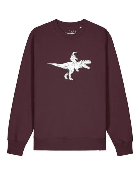 watapparel watapparel Sweatshirt Unisex Astronaut on T-Rex, Red brown, – Produktbild 1 von 2
