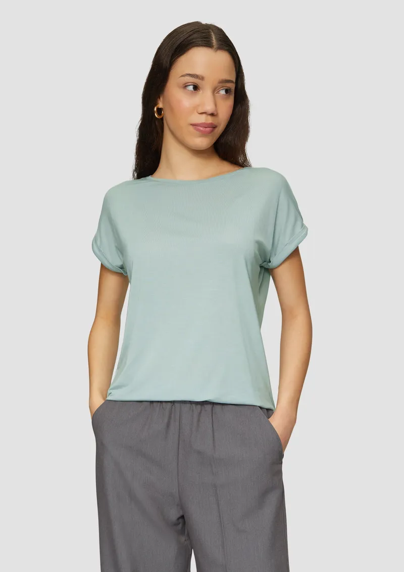 QS QS T-Shirt aus Lyocellmix, Türkis, – Produktbild 2 von 6