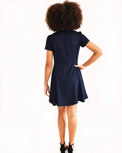 Aatise Aatise Hemdblusenkleid kurz, durchgeknöpft Zirno, 100% EcoVero , kurzarm, Blau, – Produktbild 3 von 3