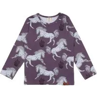Walkiddy Baby Langarmshirt GOTS zertifiziert, Bio-Baumwolle, lila, Pferde-Muster, weich & bequem – Walkiddy – Produktbild 1 von 1