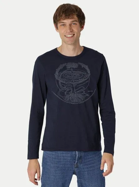 Peaces.bio - handbedruckte Biomode Peaces.bio - handbedruckte Biomode Bio-Herren-Langarmshirt "Weltenesche", Hellgrau, – Produktbild 3 von 3