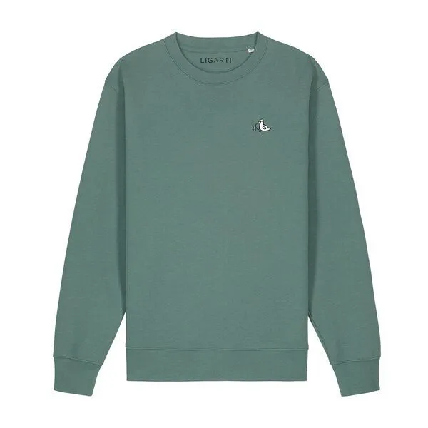 LIGARTI Bestickter Pullover – Piet die Ente – LIGARTI Tiermanufaktur, Waldgrün, – Produktbild 1 von 2