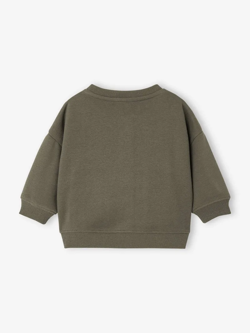 Vertbaudet Sweatjacke mit Reißverschluss Baby Jungen BASIC personalisierbar, Khaki, – Produktbild 2 von 3