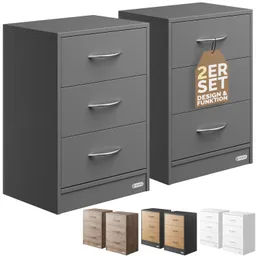 Casaria® Nachttisch Eloise 2er-Set Anthrazit 54x39x28cm – Produktbild 1 von 1