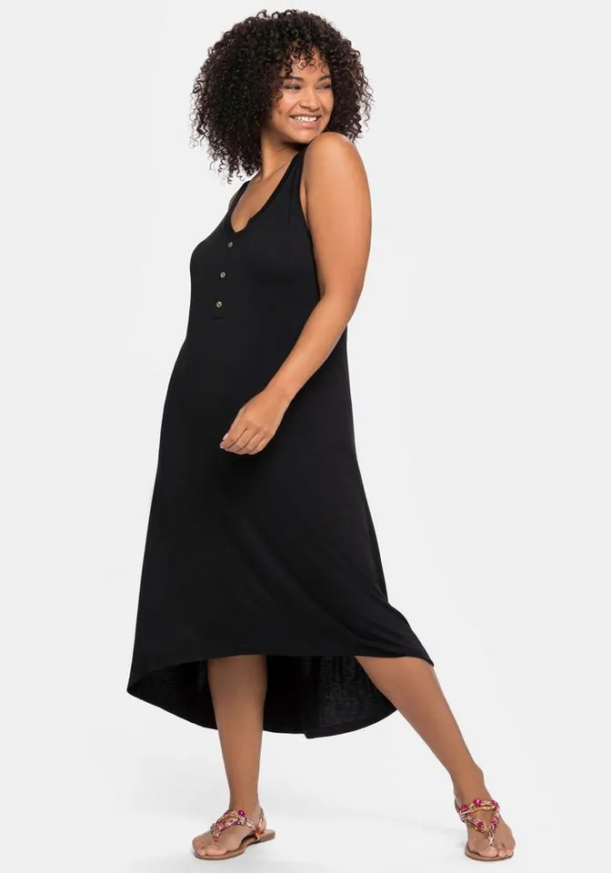 sheego sheego Strandkleid Strandkleid Langarm, Schwarz, – Produktbild 2 von 3