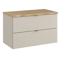 Lomadox Waschbeckenschrank DURANGO-56 80 cm breit in Kaschmir und Eiche mit Baumkantenoptik, 2 Schubladen – Produktbild 1 von 1