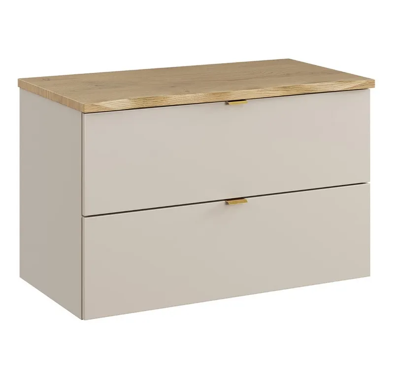 Lomadox Waschtischplatte DURANGO-56, 80 cm breit in Eiche mit Baumkante, Braun, – Produktbild 4 von 4
