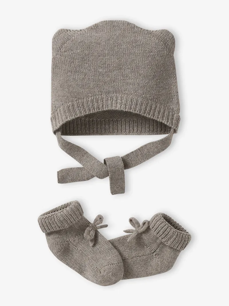 Envie De Fraise Baby-Set aus Wolle & Kaschmir, Beige meliert, – Produktbild 1 von 3